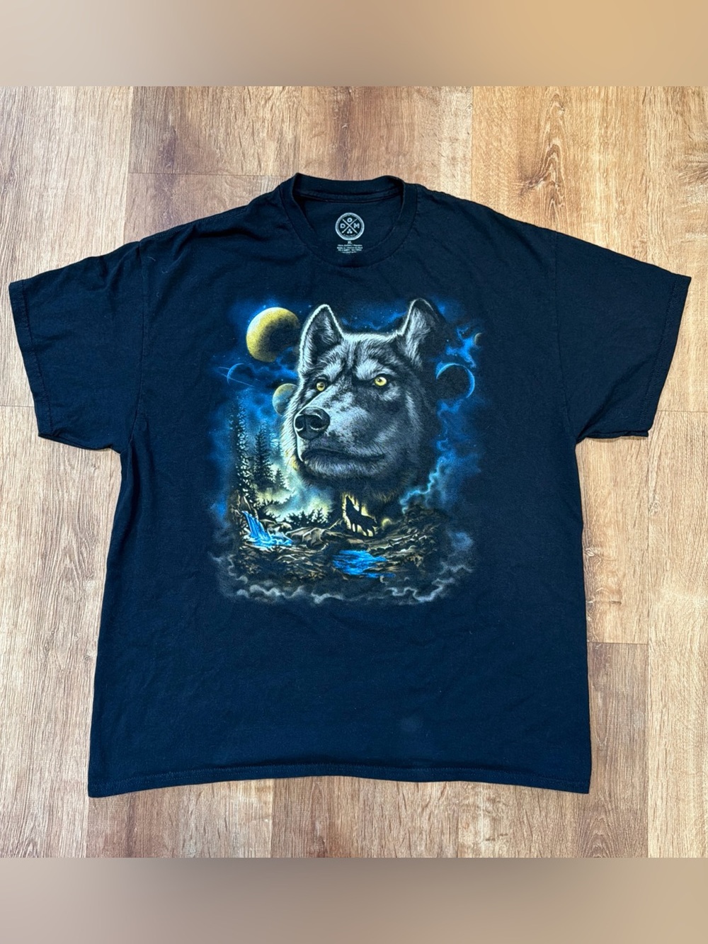 DOM T-Shirt Men's XL Black Wolf Graphic Short Sleeve Casual Y2K